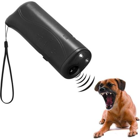 (Noir) Répulsif ultrasonique pour chien à LED, répulsif ultrasonique 3 en 1 pour animaux de compagnie, anti-aboiement, arrêt des aboiements, contrôle de dressage de chien, entraîneur répulsif