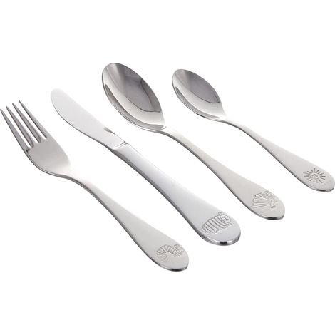 Couverts pour Enfant Lot de 4 pièces en Acier Inoxydable, Multicolore, 21 x 14 x 2,5 cm (1/3)