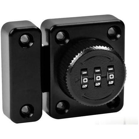 Loquet Porte Sans Clé Serrure a Code à 3 Chiffres Serrure Code avec Vis de Fixation de Sécurité Serrure Porte Coulissante pour Placard d'armoire, Noir (1/5)