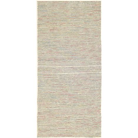 Kilim moderne Tapis Arvin - Tapis en laine  - 200x80cm, Rectangular - 100% Laine vierge - Tissé main - Blanc (1/4)