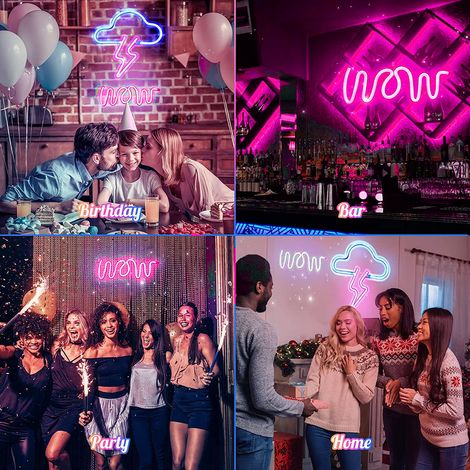 WOW LED-Neon-Dekorationsnachtlicht fürs Schlafzimmer, rosa Licht (1/5)