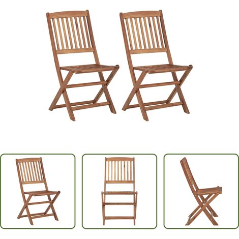Chaises pliables - Chaises pliables d'extérieur lot de 2 Bois d'acacia solide (1/5)