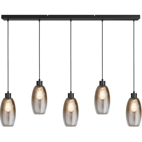 Lampe suspendue en verre Olive 5x Ø 15cm - noir - 2431-05-130-5-02-15 (1/3)