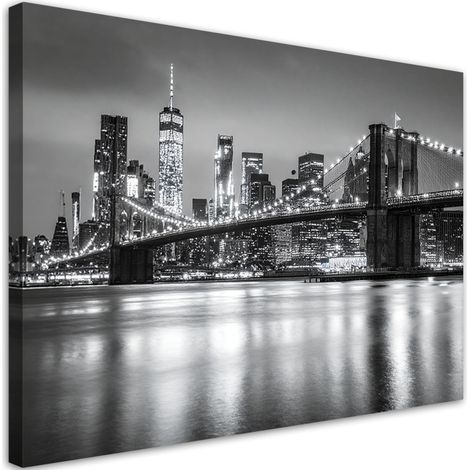 Wandbild Brooklyn Bridge bei Nacht New York Manhattan 45x30 (1/5)