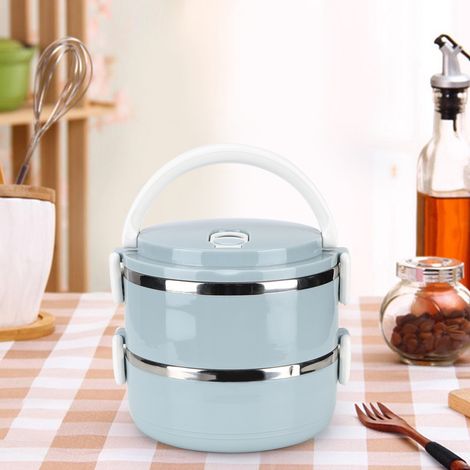 Boîte à lunch portable en acier inoxydable bleu pour nouilles de riz (1/5)