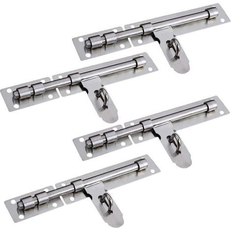 Verrou de Porte,Verrou Loquet Porte,4 Pcs Verrou Portail Coulissant, Verrou Inox Portail Long Pene,Targette Loquet,Serrure Verrou (1/4)