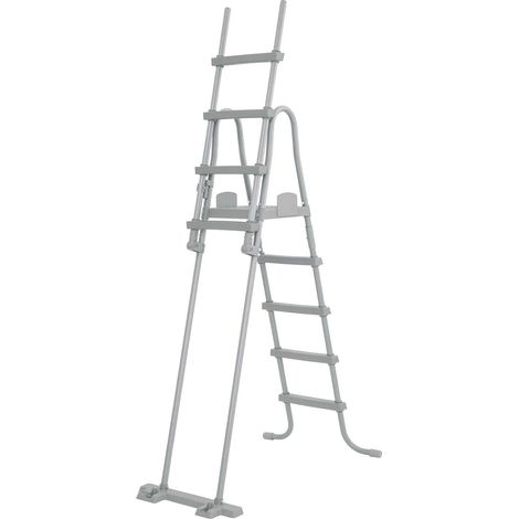 Escalera de Seguridad para Piscinas Bestway Flip & Lock 76,5 x 124,5 x 135/191,5 cm para Piscinas Desmontables de 132 cm de Altura