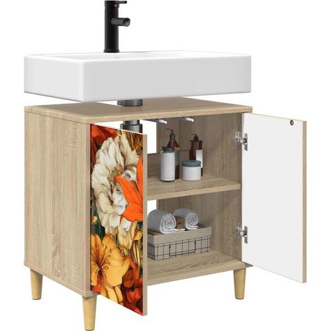 Meuble Salle de Bain avec Lavabo Intégré 60x40x60 cm - Vasque Moderne Compacte pour Petit Espace, Design Élégant et Pratique (1/5)