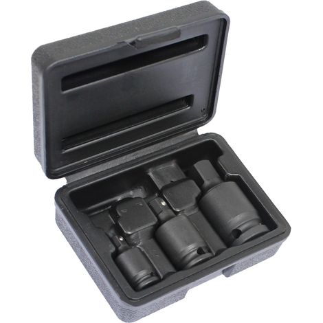 Adaptateur pour clé à douille avec 3 pièces, fabriqué en acier au carbone, idéal pour les outils manuels et les travaux en quincaillerie.