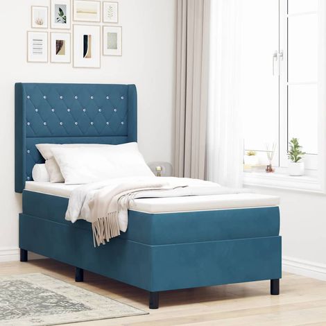 Boxspringbett mit Matratze mit Kopfteil Blau 100 x 200 cm Samt vidaXL (1/5)