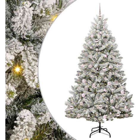 Sapin de Noël Arbre de Noël artificiel Vert et blanc 210 cm PVC et métal (1/5)