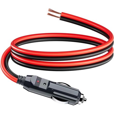4M Câble de Prise Mâle pour Allume-Cigare 12 V, Rallonge Allume Cigare, Câble de Remplacement avec Fusible 20 A Intégré et Fil Étamé 16 AWG - Compatible avec Pompes à Air, Aspirateurs et Onduleurs (1/5)