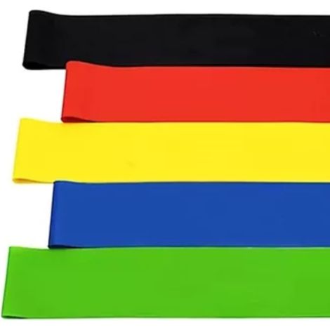 Lot de 16 bandes de résistance, disponibles en 5 couleurs, fabriquées en matériau TPE, empilables et élastiques, adaptées au fitness. (1/5)