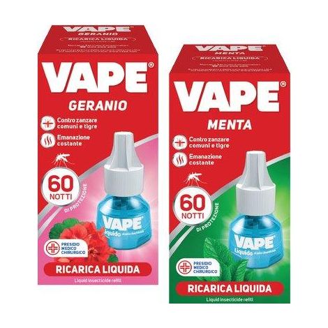 RICARICA LIQUIDA ZANZARE VAPE MAGIC - GERANIO + MENTA DURATA NOTTI 60- 30 pezzi