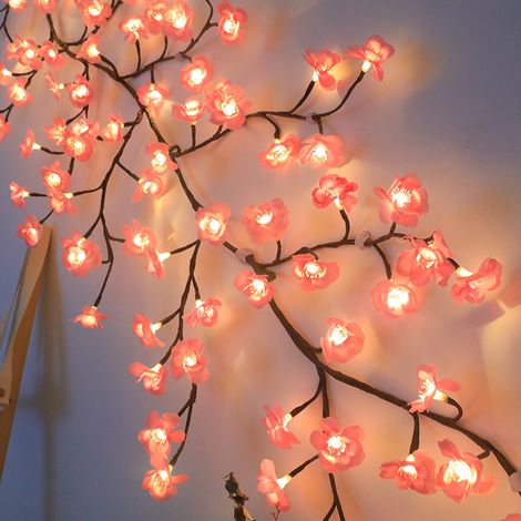 Convient pour la décoration intérieure et extérieure des fêtes de famille de Noël, lumière de branche de fleurs de cerisier, lumière en rotin de 1,6 m (1/4)