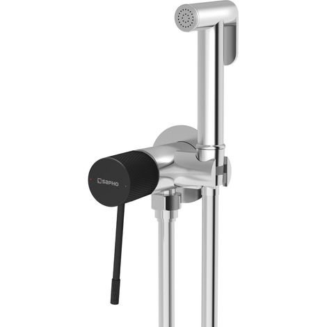 SOLARIS mitigeur de bidet à encastrer avec stop douche, rond, chrome/noir mat