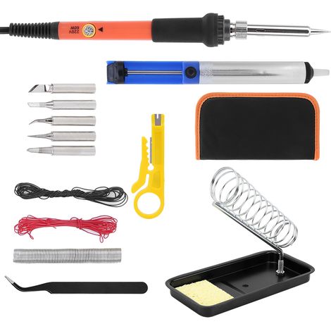 Kit de Soudure 60W avec Fer à Souder Réglable et 15 Accessoires - Idéal pour Réparations Électroniques (1/5)