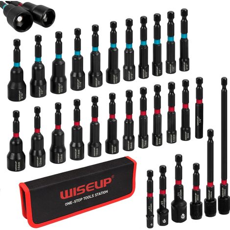 Magnetic Nut Driver Set, Impact Drill Bit Set, 1/4" Hex Shank, SAE (1/5)