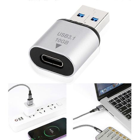 Adaptateur USB 3.1 vers USB-C à charge rapide pour PC et ordinateur portable (1/4)