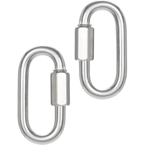 Lot de 2 maillons de chaîne de 8,9 cm, vis M10 en acier galvanisé, maillons de chaîne robustes, mousquetons de verrouillage de 0,9 cm pour connecter un hamac, porte-clés, laisse pour animal de (1/5)