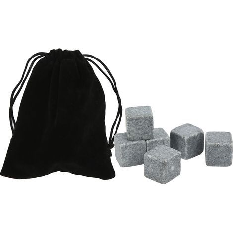 cm große Granit-Whiskysteine – Geschenkset mit Flanellbeutel für Whisky, Gin, Wein, Wodka – 6 Kühlsteine (1/5)