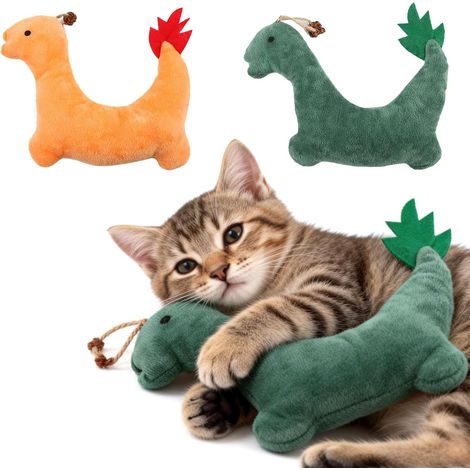 Jouets interactifs à l'herbe à chat (lot de 2) — Jouets compacts en forme de dragon adaptés au jeu en intérieur, aux griffades et à la mastication, aussi bien pour les chatons que pour les chats. (1/5)