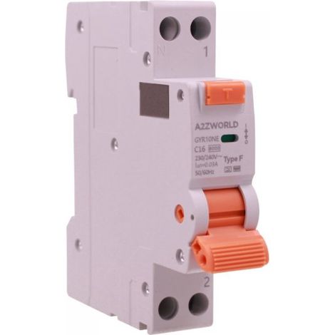RCBO Interruttore Magnetotermico Differenziale Tipo F Slim 1 Modulo DIN, Curva C 1P+N 6000A 30mA AC 230V IP20, Corrente Disponibili 6A 10A 16A 20A 25A 32A 40A (C16A)
