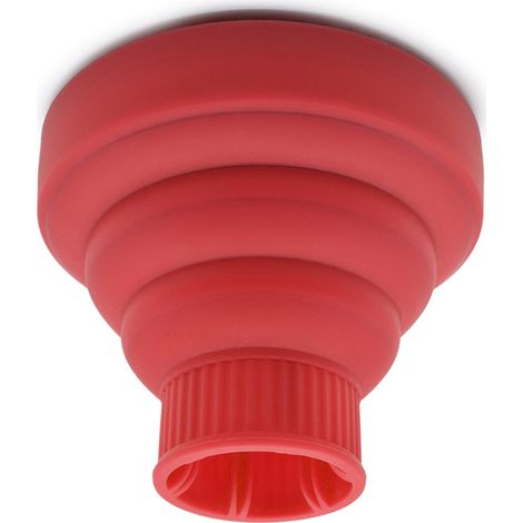 Sèche-cheveux télescopique pliable en silicone avec interface de bouclage, sèche-cheveux, capuchon de coiffage et outil de coiffage pour donner du volume, rouge. (1/4)