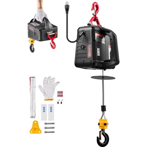 Palan Électrique Portable 2 en 1 Treuil Électrique 500 kg Treuil de Levage 1500 W pour Usine Entrepôt Garage, Hauteur de Levage 7,6 m Vitesse 5 m/min, Commande Manuelle et Télécommande sans Fil (1/5)