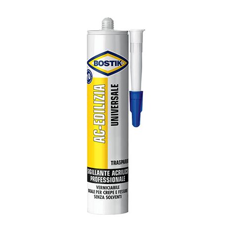 SILICONE ACRILICO AC EDILIZIA BOSTIK - TRASPARENTE VERNICIABILE ML 300- 12 pezzi