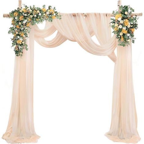 Tissu pour arche de mariage, 75 cm x 8 m, voilage couleur champagne, idéal pour une arche de cérémonie. (1/5)