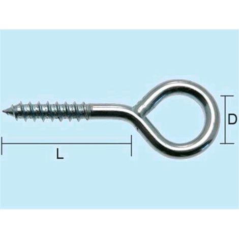Occhioli a vite - 21x100 - Filo   4,46 - L 45 mm. - D 12,5 mm. Conf. 100 pz
