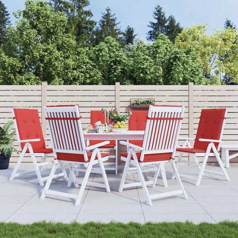 vidaXL Cojín silla de jardín respaldo alto 6 uds tela rojo 120x50x3 cm (1/5)