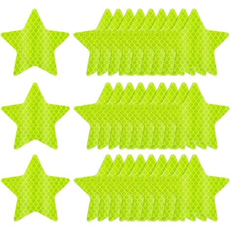CCYKXA 30 Stück reflektierende Warnaufkleber, Sicherheits-Reflexaufkleber, wasserfeste reflektierende Streifenaufkleber für Fahrzeuge und Fahrräder (Stern) (1/5)