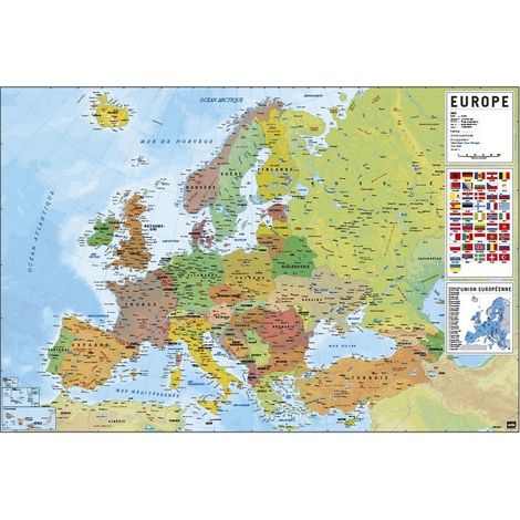 Poster carte de l'Europe 61x91,5 cm – Imprimé sur papier brillant 150 g/m² – Décoration murale moderne – Grupo Erik