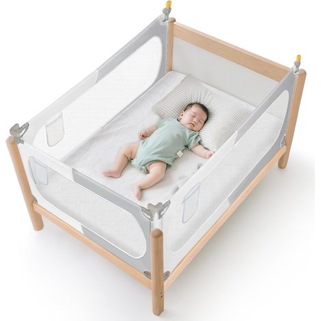 Barrière de Lit Bébé Anti-Chute, 30 Hauteurs Réglables, Barrière de Protection de Lit pour Enfant avec Maille Respirante, Conception de Levage Unilatéral-1,2 m (Gris) (1/5)