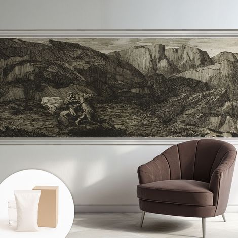 Papier peint intissé mural avec imprimé pour décoration pour salon pour chambre à coucher pour entrée Voyage en montagne 250x104 cm (1/5)