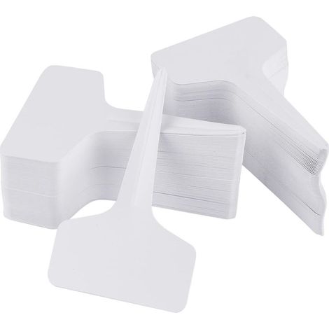 100 etiquetas resistentes para plantas, marcadores impermeables tipo T para plantas - Etiquetas premium para viveros y jardines - Ecológicas - Blanco grisáceo (6 x 10 cm) (1/5)