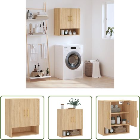 Holzwerkstoff - Wandschrank Sonoma-Eiche 60x31x70 cm Holzwerkstoff (1/5)