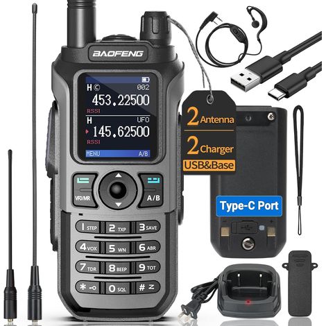 Radioaficionado Baofeng UV-21R de doble banda, radio portátil de largo alcance para adultos, walkie-talkie recargable de 5 RM, K5Plus con información meteorológica NOAA, recepción VOX, 999 canales, an