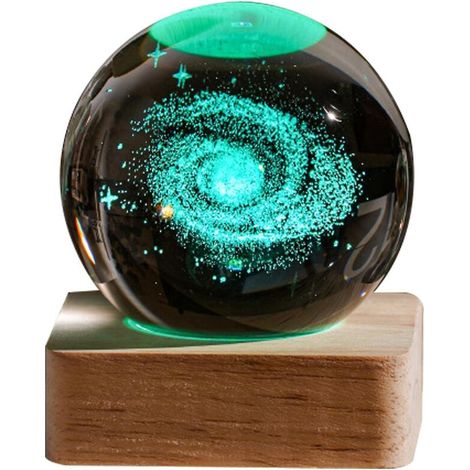 3D-Galaxie-Kristallkugel-Nachtlicht, kreatives Geburtstagsgeschenk, USB-Anschluss, Holzsockel, für Wohn- oder Schlafzimmer – Absatz 3 (1/5)