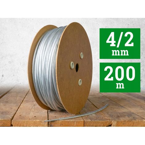 CABLE DE ACERO EN PVC 4 mm incoloro hecho de cuerda 2.0 (1x19) 200 m (rollo) (1/5)