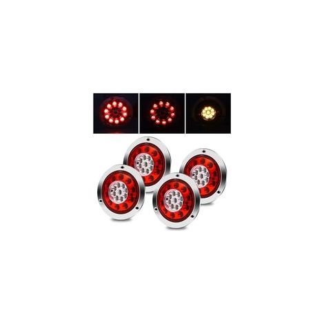 Feu arrière de camion, rond 19 LED arrêt de frein de remorque tourner les feux arrière 4PCS étanche bicolore feu arrière indicateur de lampe 12V 24V (1/5)
