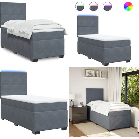 Boxspringbett mit Matratze Dunkelgrau 90x200 cm Samt - Boxspringbett - Doppelbett - Samtbett - Samt - Luxusbett - Home & Living (1/5)
