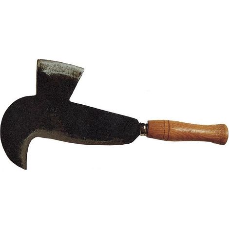 DUNKLER RING AUS GESCHMIEDETEM STAHL,HOLZGRIFF,TYP MIT DURCHLÖCHERUNG,LÄNGE CM.37