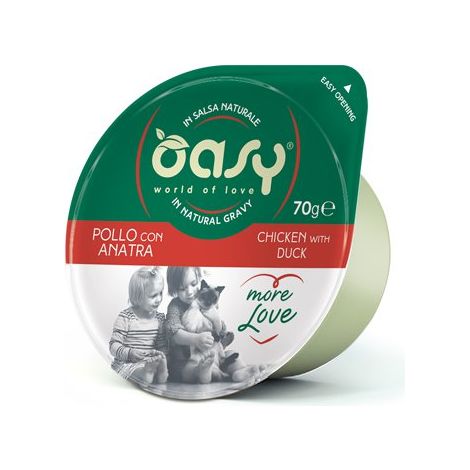 Oasy Cat Más Amor Taza Verde 70g - Pollo con Pato 70g