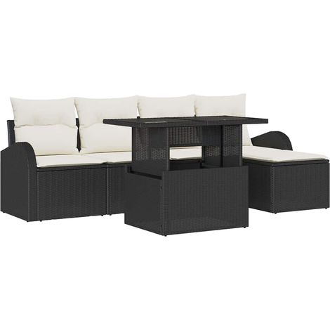 Garden Sofa Set with Cushion 6 pcs Black Poly rattan vidaXL (1/5)