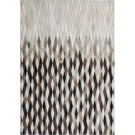 Tappeto Eclipse 500 in pelle cucito a mano grigio (1/4)