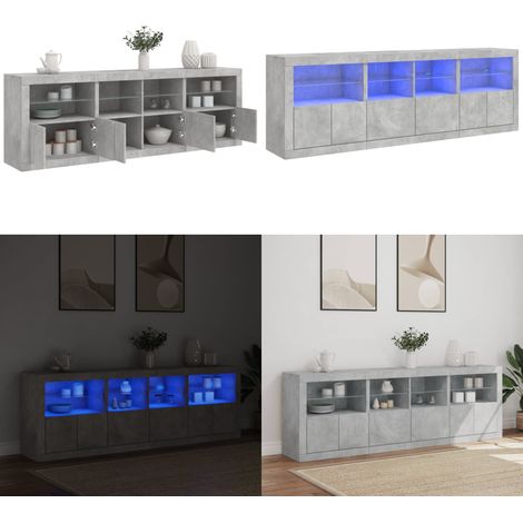 Sideboard mit LED-Leuchten Betongrau 202x37x67 cm - Sideboard - Wohnzimmermöbel - Moderner Einrichtungsstil - Beleuchtung - Regal - Home & Living (1/5)