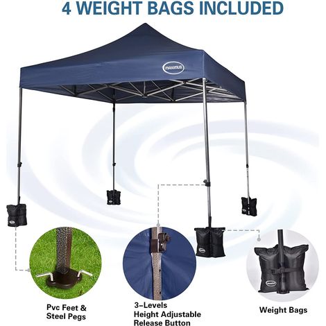 MAXIMUS HEAVY DUTY POP UP GAZEBO 3mx3m COMMERCIAL MARKET STALL & 4 WEIGHT BAGS NS BLUE